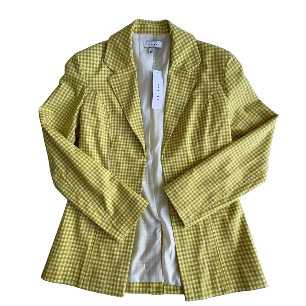 Topshop Yellow Checkered Blazer Size 0